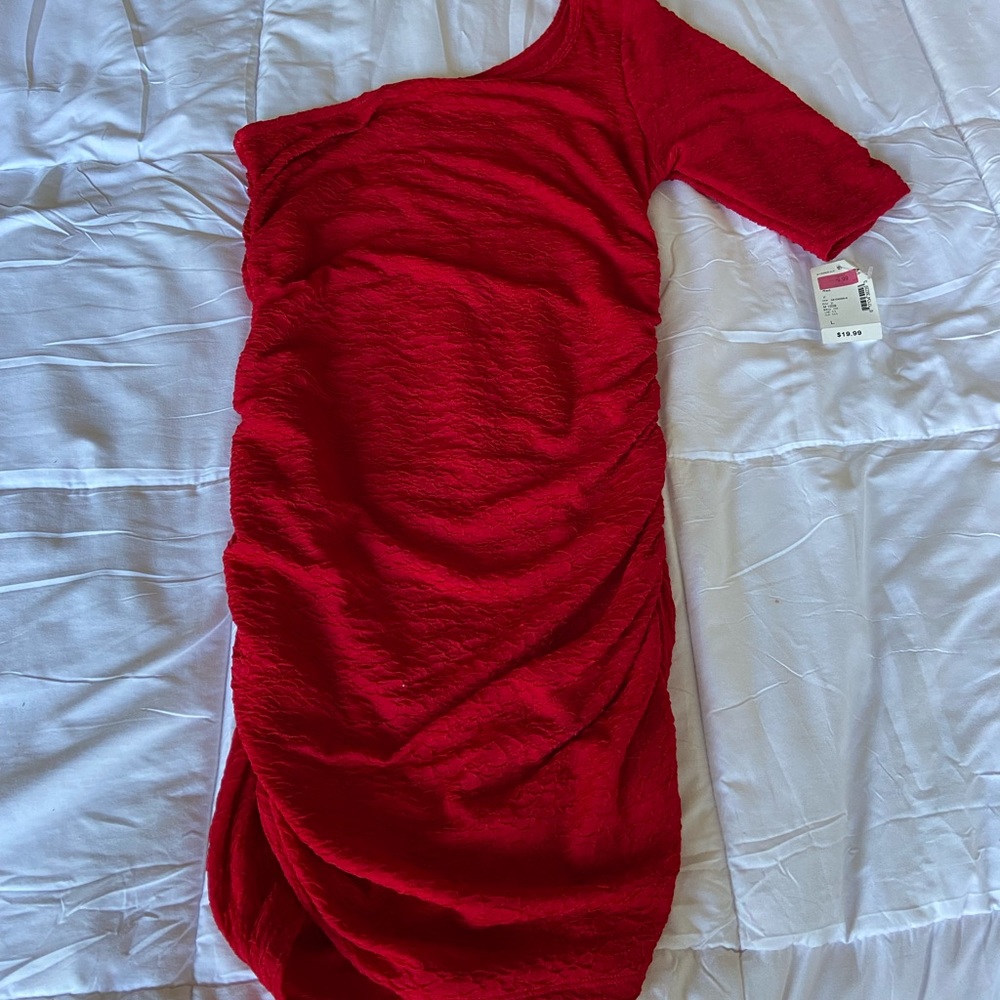 NWT Red One Sleeve Dress